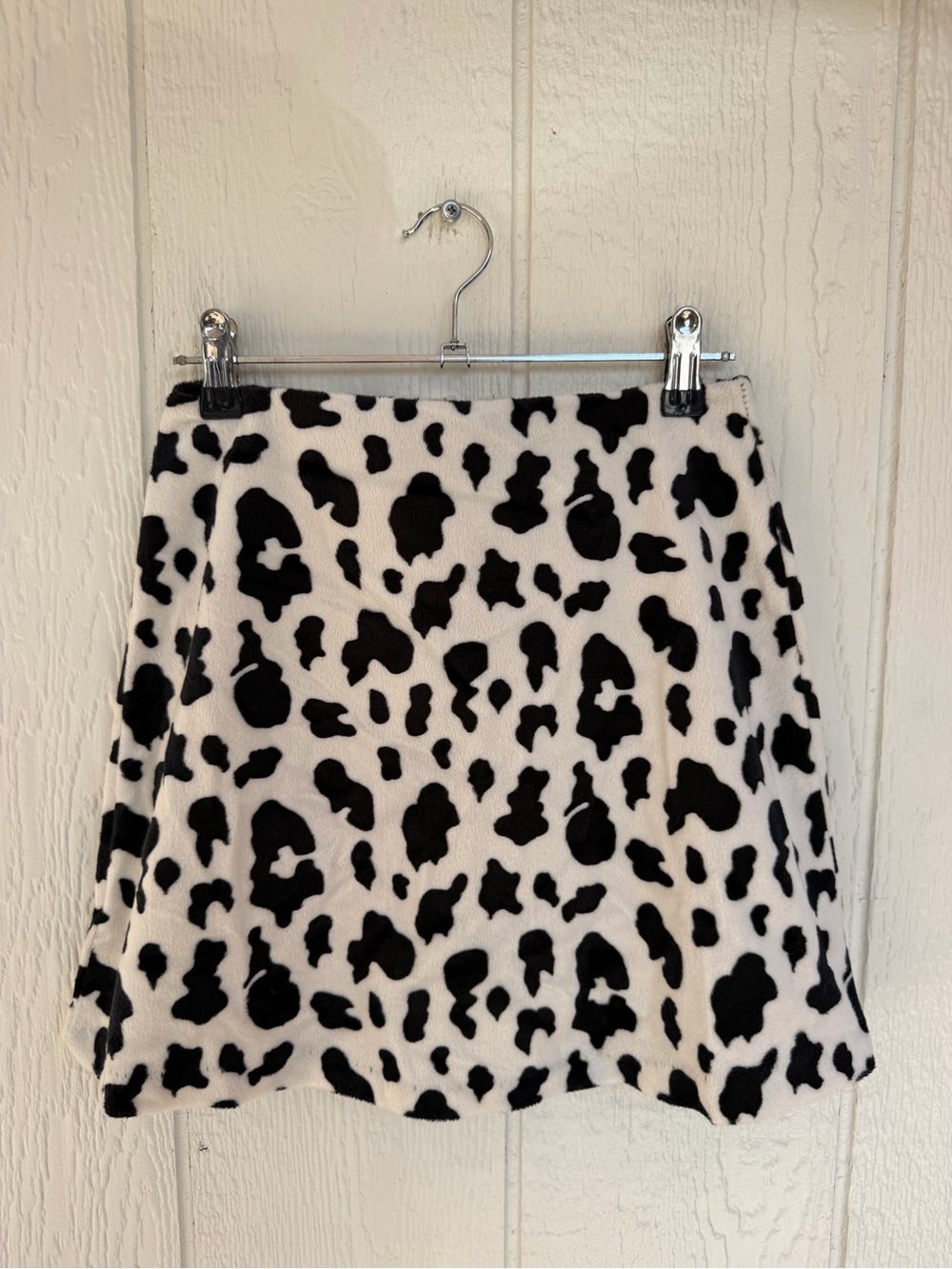Vintage Black and White velvet Cow Print Skirt